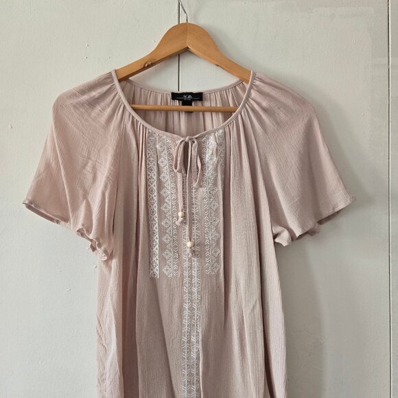 AGB Embroided Tie Neck Top - Picture 2 of 5
